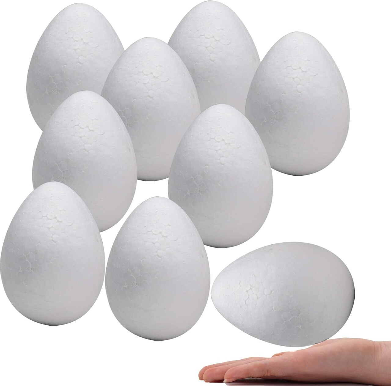 6 Inch 9 Pack White Craft Foam Eggs Smooth for Spring Valentine’s Day Easter Holiday Art Crafts Making Handmade DIY Painting School Projects